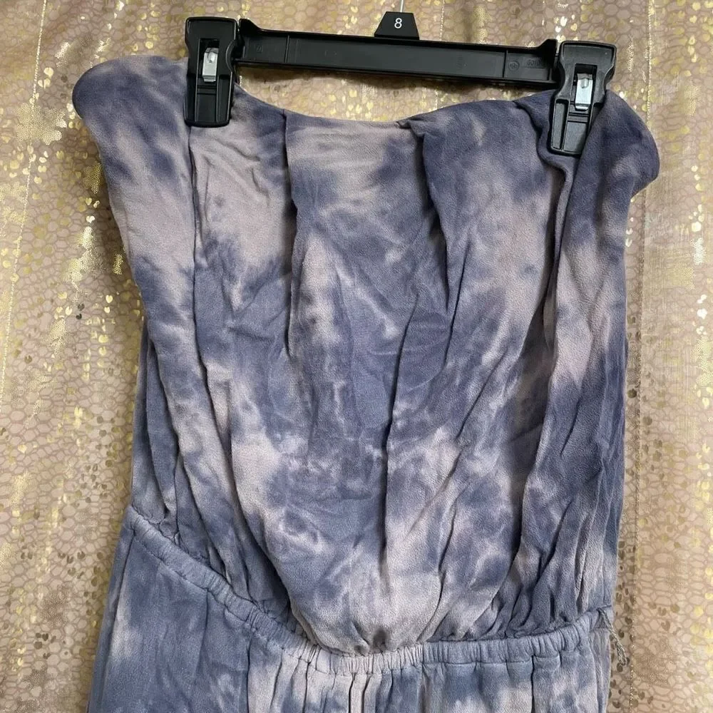 Free People Just Float Gray Blue Strapless Tie Dye Jumpsuit Medium - Picture 5 of 11